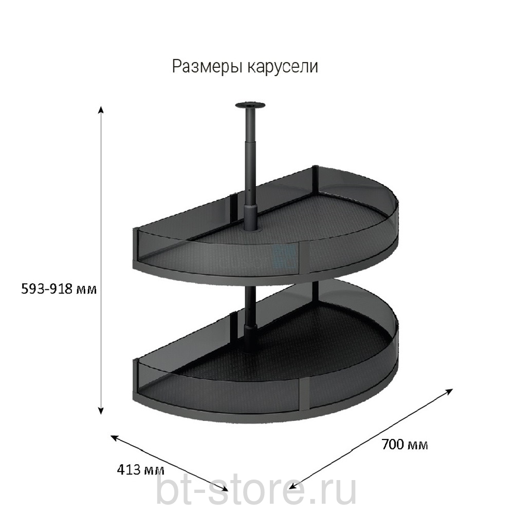 Угловая карусель Matrix 2/4 на распашной фасад 500 мм, антрацит (10030053)