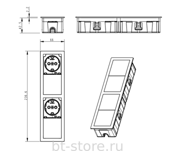 Блок розеток Asa Versahit Mono нержавейка (06025F00001)