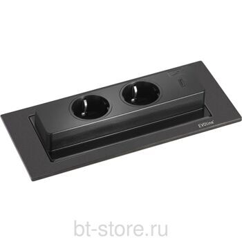 Розетка Evoline Back Flip 2x220В + USB С, цвет черный матовый (159271014700)