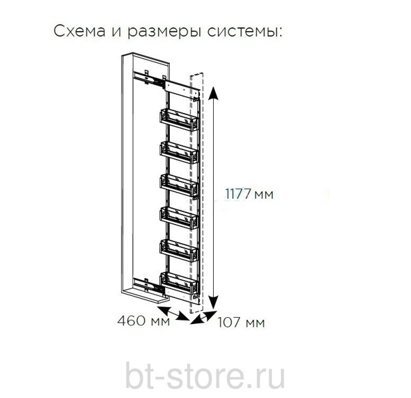 Колонная Matrix 4 корзины, выдвижной фасад 150 мм, высота 1177 мм, антрацит (10030055)