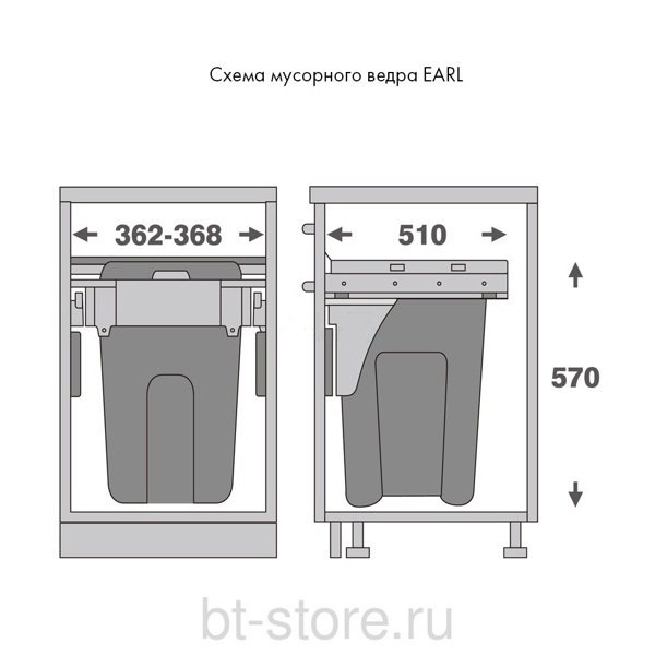 Мусорное ведро Earl под выдвижной фасад 400 мм (14260001)